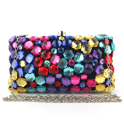 

Tailored Women Crystal Beaded Clutch Evening Chain Crossbody Bags Party HandBag