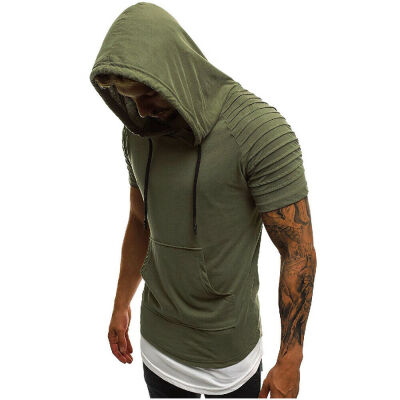 

ym Men Vest Bodybuilding Hooded Tank Top Muscle Clothing Stringer Hat T-Shirt