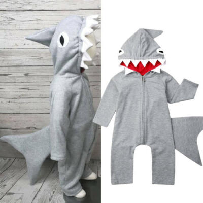 

Newborn Kids Baby Girl Boy Shark Hoodie Costume Clothes Romper Jumpsuit Outfits