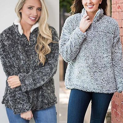

Womens Fluffy Sweatshirt Hoodie Thicken Lovely Cute Warm Winter Coat Size -XL WT