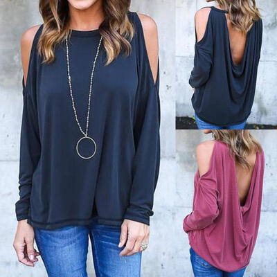 

Fashion Women´s Summer Long Sleeve Shirt Casual Blouse Loose Cotton Tops T-Shirt