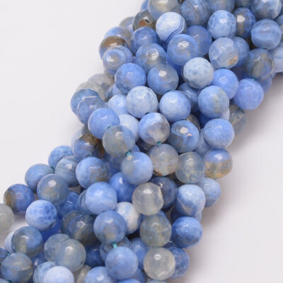 

Natural Fire Agate Bead Strands Dyed Faceted Round CornflowerBlue 8mm Hole 1mm about 47pcsstrand 14