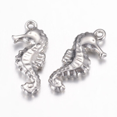 

304 Stainless Steel Pendants Sea Horse Stainless Steel Color 20x95x35mm Hole 1mm