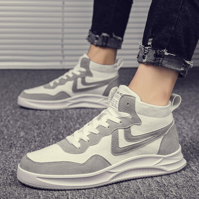 

Autumn high-top canvas shoes male Korean version of the trend of mens casual wild shoes shoes net red shoes shoes tide shoes