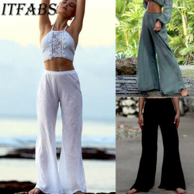 

Women Slit Flared Palazzo Trousers Wide Leg High Loose Harem Ali Baba Yoga Pants