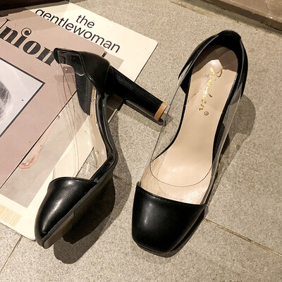 

White transparent girl heels womens summer sexy thin heels topped up the temperament fairy single shoes