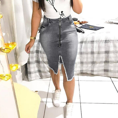 

Roseonmyhand Women Fashion High Waist Ripped Split Bodycon Street Style Denim Mini Skirt