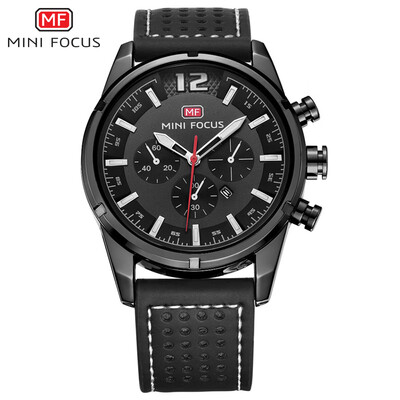 

MINI FOCU Fox explosion model AliExpress mens watch quartz watch trend fake three-eye leather strap