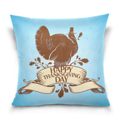 

ALAZA Thanksgiving Throw Pillow Cover 16 X 16 inch Cushion Cover with Thanksgiving Day Card Printed Pillowcase