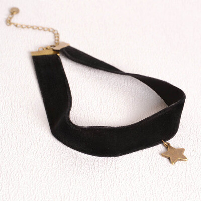 

Black Simple Gothic Retro Handmade Necklace Five Star Starfish Pendant Size 30-37 cm Color Black
