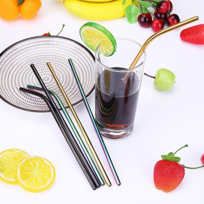 

14 Pieces Stainless Steel Drinking Straws Reusable Metal Bent&Straight Straws