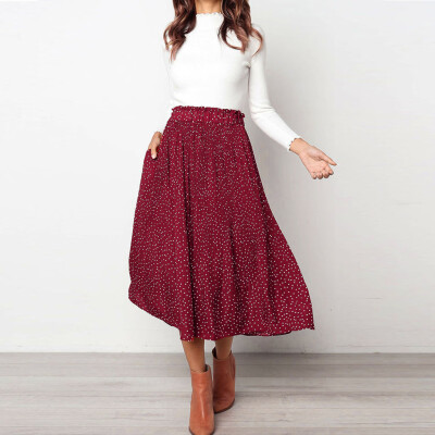 

Roseonmyhand Women Casual Retro High Waist Floral Long Dress Print Skirt