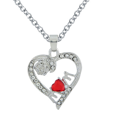 

Silver Color Mom Necklace Heart Love Mom Mothers Day Gift