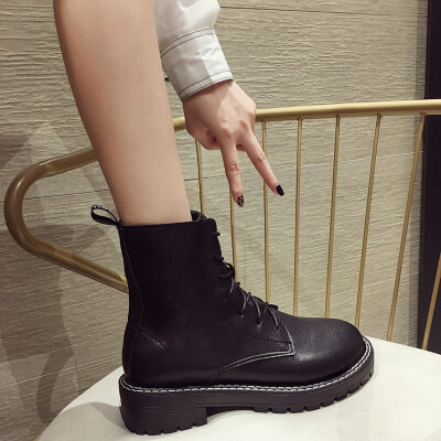 

European&American handsome martin boots female English style new autumn personality Joker street style short boots