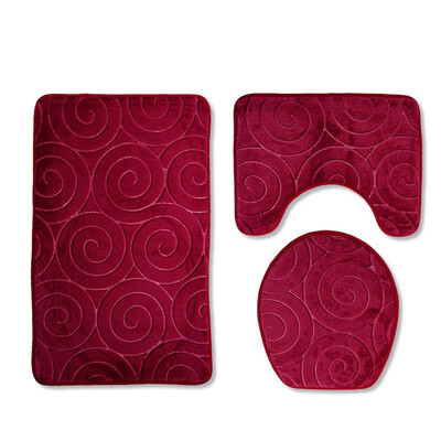 

Gobestart 3pc Bathroom Set Rug Contour Mat Toilet Lid Cover Plain Solid Color Bathmats