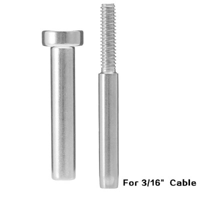

Stainless Steel Invisible Receiver Stud Swage End Fitting Cable Threaded Stud Terminal For 18" Cable Railing