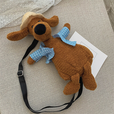 

2019 new casual wild girl shoulder bag fashion cartoon cute cute plush puppy dog Messenger bag