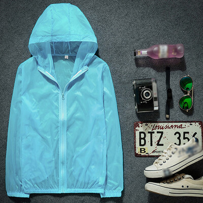 

Mens Jacket Hoodie Zipper Quick Dry Fit UV Protection Coat Long Sleeves Zipper