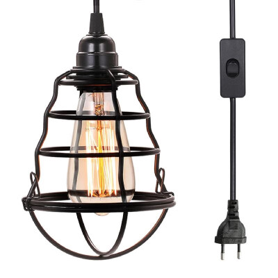 

Industrial Plug in Pendant Light OnOff Switch Vintage Hanging Cage Ceiling Lights Mini Adjustable Pendant Lamp for Kitchen Home