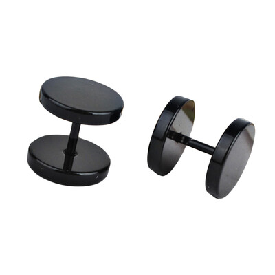 

1 Pair Fashion Brand Round Multi-size Black Stainless Steel Earrings Mens Punk Gothic Stud Earrings For Men