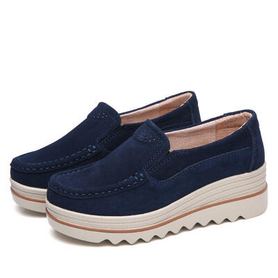 

2019 Spring Women Flats Shoes Platform Sneakers Slip On Flats Leather Suede Ladies Loafers Moccasins Casual Shoes Women Creepers