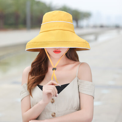 

2019 new Korean version of spring&summer womens cloth hat elegant sun protection big eaves cotton&hemp fishermans hat