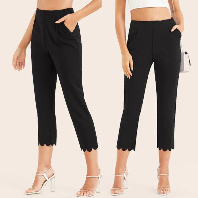 

Tailored Fashion Womens Pocket Zipper High Waist Casual Shell Hem Suit Leggings Pants