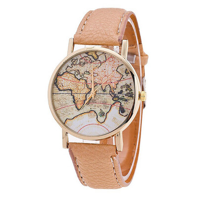 

New Womens Watch Bracelets World Map Love Leather Band Analog Quartz Vogue Wrist Watches Brand New High Quality Luxury Watch F