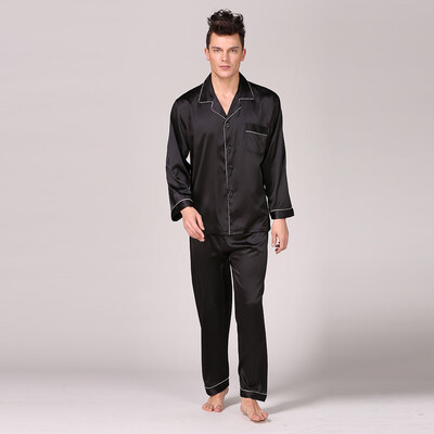 

Toponeto Mens Long-sleeved Solid Color Suit Foreign Trade Home Service Pajamas