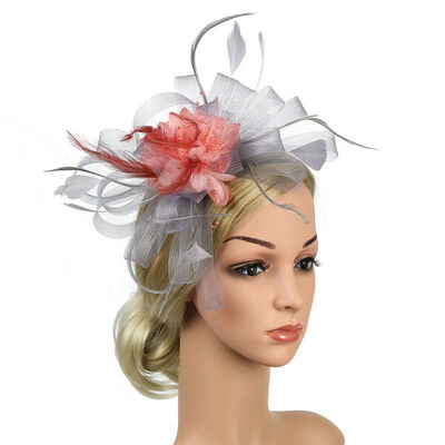 

Women Ladies Fascinator Flower Feather Hat Headband Wedding Party Mesh Headpiece