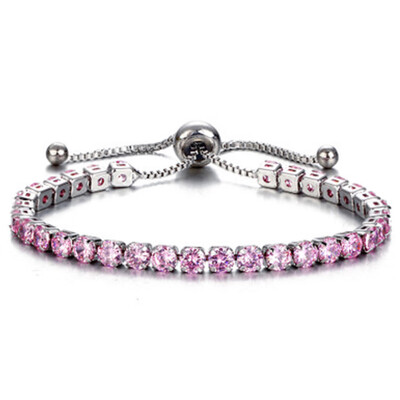 

Luxury Shiny Solid Drill Single Row Press Pull Bracelet Girls Jewelry Personality Fashion Bracelet