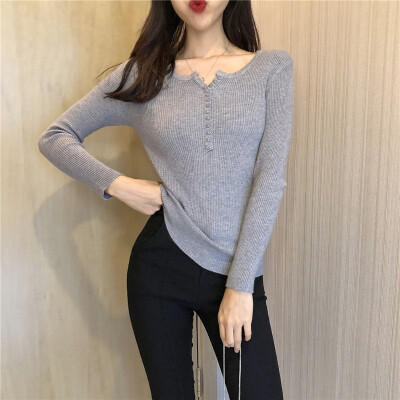 

Fashion Women Knitted Tops Slim Casual Pullover Plain Autumn Winter Sweater Tops