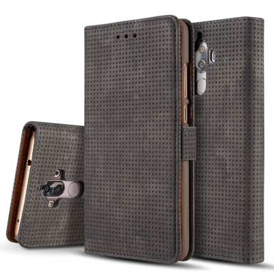 

Wkae Vintage Matte Breatheable Air-mesh PU Leather Wallet Case Cover with Kickstand Card Slots for Huawei Mate 9