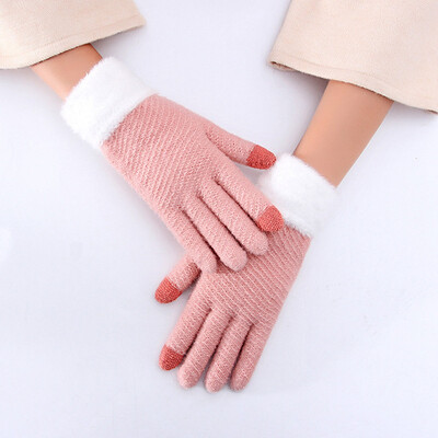 

6 Styles New Fashion Autumn Winter Warm Wool Gloves Thick Knit Gloves Women Full Finger Gloves