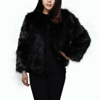 

Womens short faux fur winter warm coat jacket