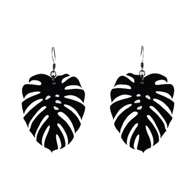 

Fashion Trend Earring Jewelry Black Leaves Earring Woman Chic Accessories