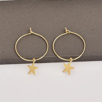 

Popular Fashion Personality Simple Pentagram Earring Female Accessories Wholesale And Foreign Trade Brinco Round Hoop Earrings