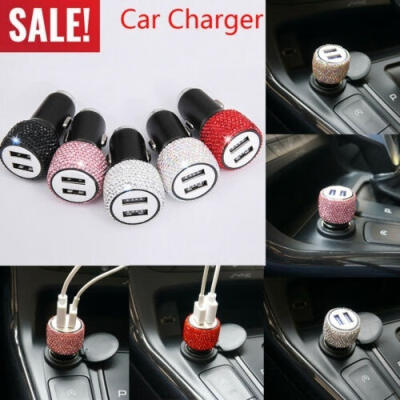 

2 in 1 Dual USB Port Car Charger Safety Hammer Diamond Style for Mobile Phone