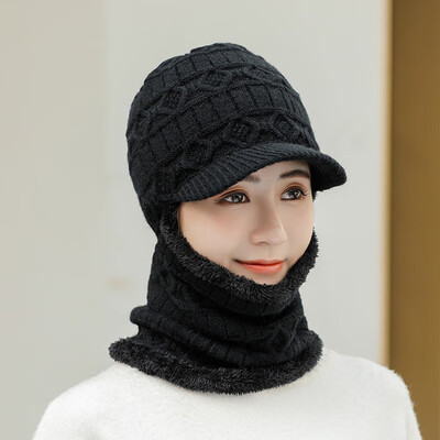 

2019 new adult winter hat ladies winter thickened warm hat neck body knitted wool sleeve head hat