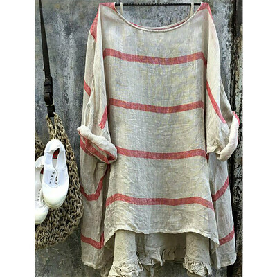 

Womens Plus Size Summer Blouse Tunic Holiday Ladies Cotton Linen T-shirt Tops