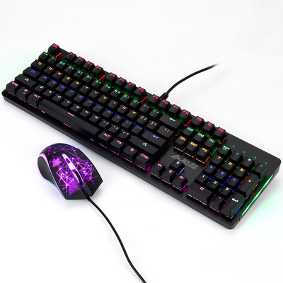 

AJAZZ Mechanical Keyboard&Mouse Combo N-Key Rollover Red Switch Wired Gaming Mouse Backlit Keyboard 2400DPI 104Keys