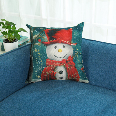 

Tailored Merry Christmas Print Pillowcase Linen Cotton Sofa Cushion Cover Home Decor