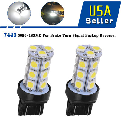 

4x White 7443 18-SMD LED Light Bulbs Turn Signal Backup Reverse T20 7440 7441