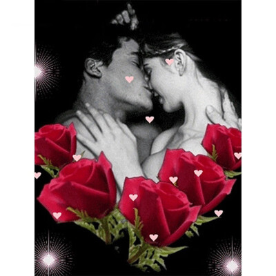 

kirll show Full drill Diamond Mosaic Couple Kiss Flower Rose 5D DIY Diamond Painting Embroidery Rhinestones Decor Home Art Crafts