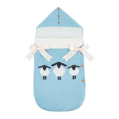 

Cartoon Newborn Baby Warm Knitted Sleeping Bag Button Swaddle Wrap Blanket