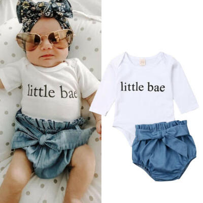 

Autumn Infant Baby Girl Clothes Little Bae Tops T-shirt Shorts Pants 2PCS Outfit