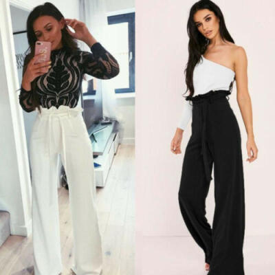 

Women Harem Trousers Palazzo Loose Wide Leg High Waisted Beach Casual OL Pants