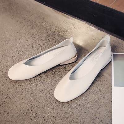 

Shoes Women Qiubai Takes Shallow Korean Grandmas Shoes&Pushes on Womens Shoes with Rough Heels Work Single Shoes