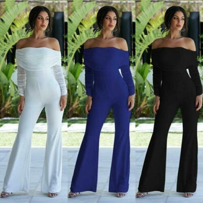 

Women&39s Long Sleeve Jumpsuits Off Shoulder Cocktail Jumpsuit Elegant Party Jumpsuit Wide Leg Long Pants Jumpsuit