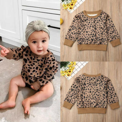 

Newborn Kid Baby Girls Long Sleeve Leopard Sweater Tops Casual Blouse Sweatshirt